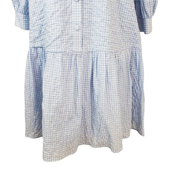 Sandy Liang x Target Blue & White Gingham Check Cropped Sleeve Babydoll Dress - Picture 5 of 10